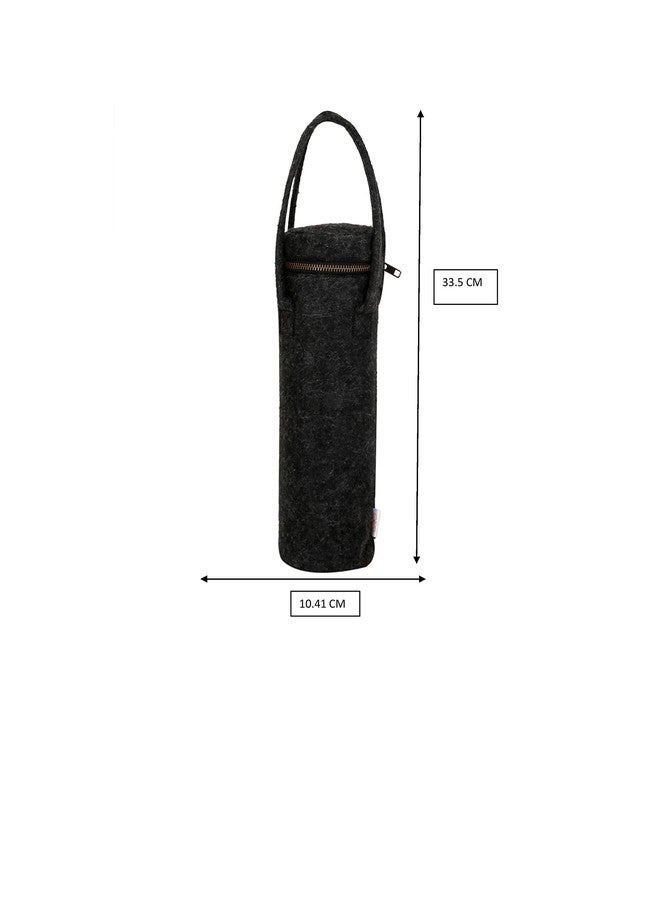 OON Bottle Cover/Holder 1Litre with Handle Zipper Closure Waterproof Lining Black Felt - Image 4